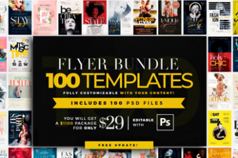 100 PSD (Adobe Photoshop) комплект флаеров (Mega Pack -15,5 ГБ)